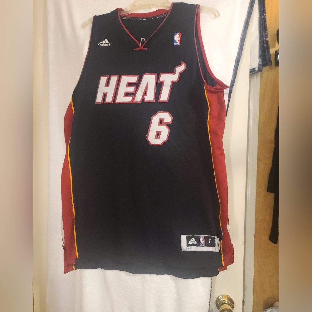 adidas Black & Red Miami HEAT Basketball Jersey #6